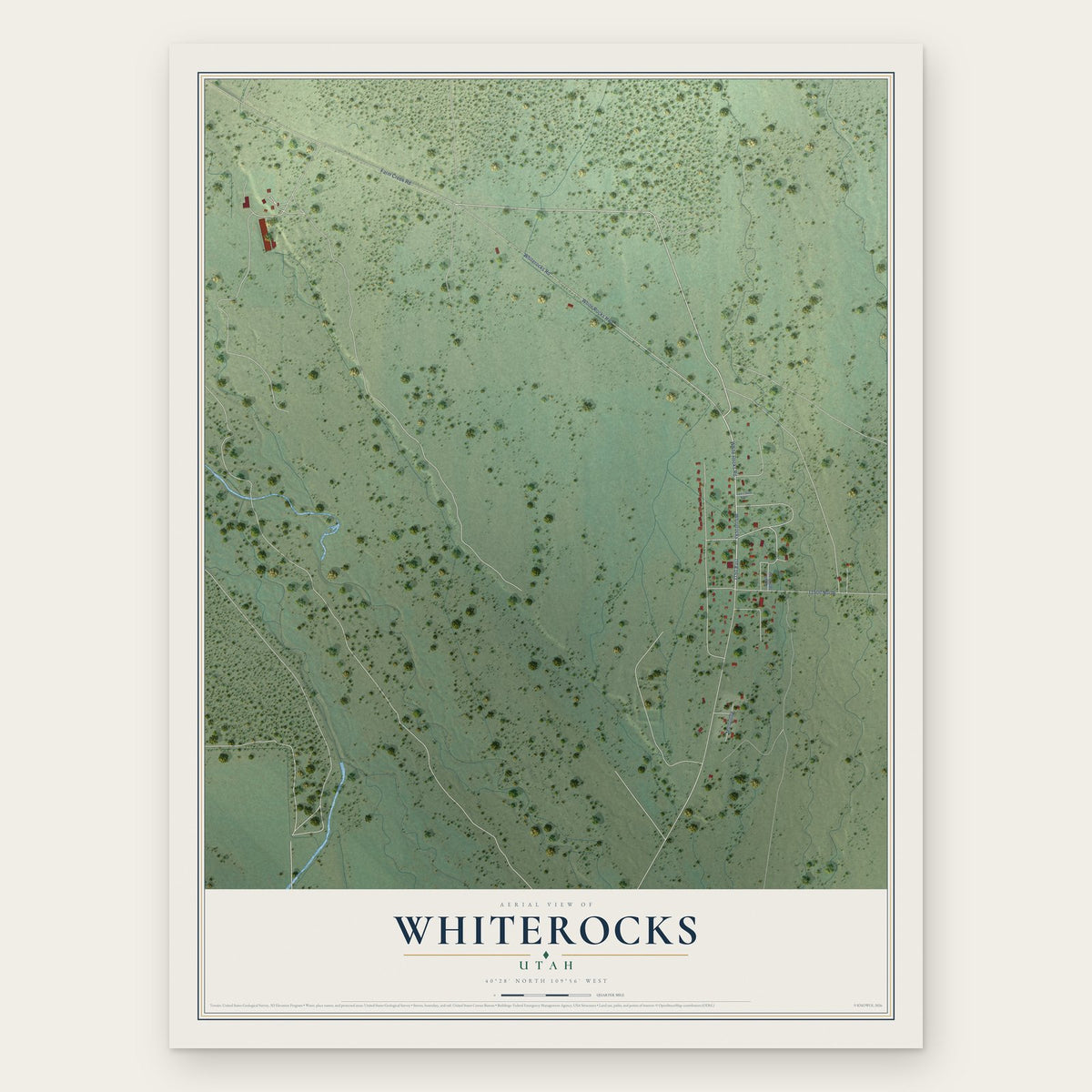Whiterocks, Utah map print, the full design