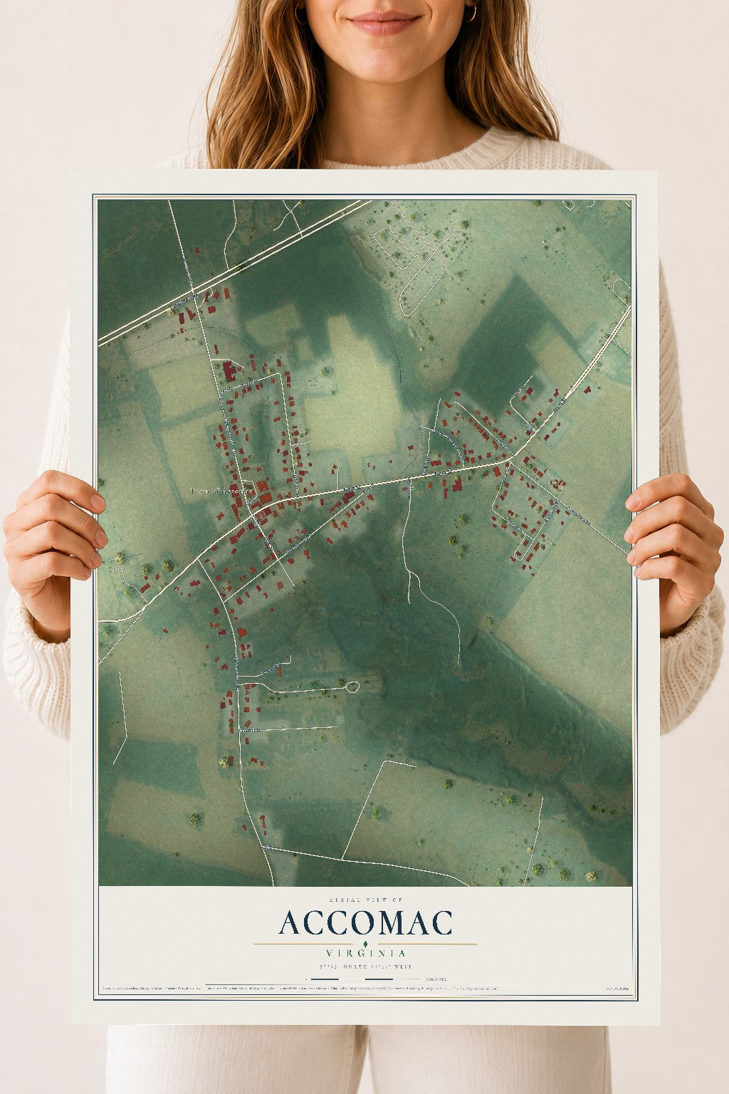 Map of Accomac, Virginia, 18 x 24 inch unframed archival matte print