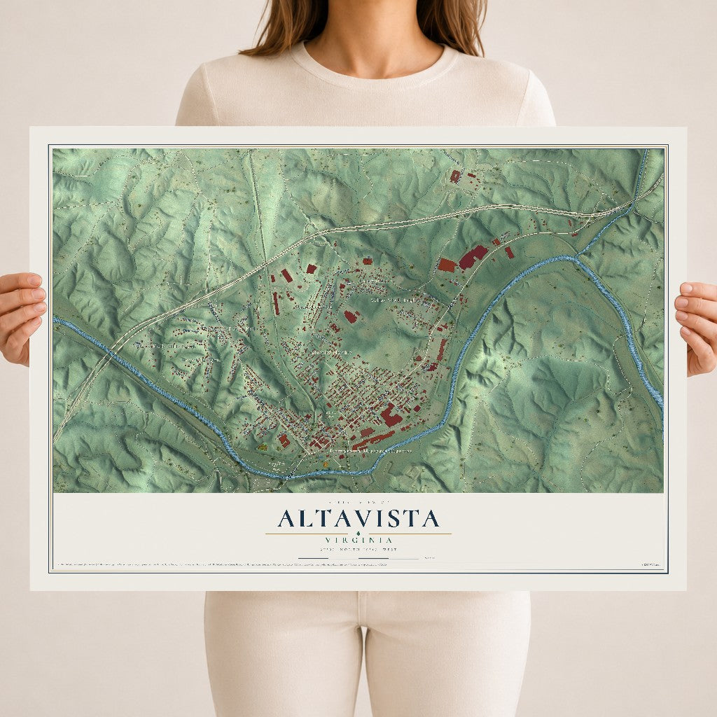 Map of Altavista, Virginia, 18 x 24 inch unframed archival matte print
