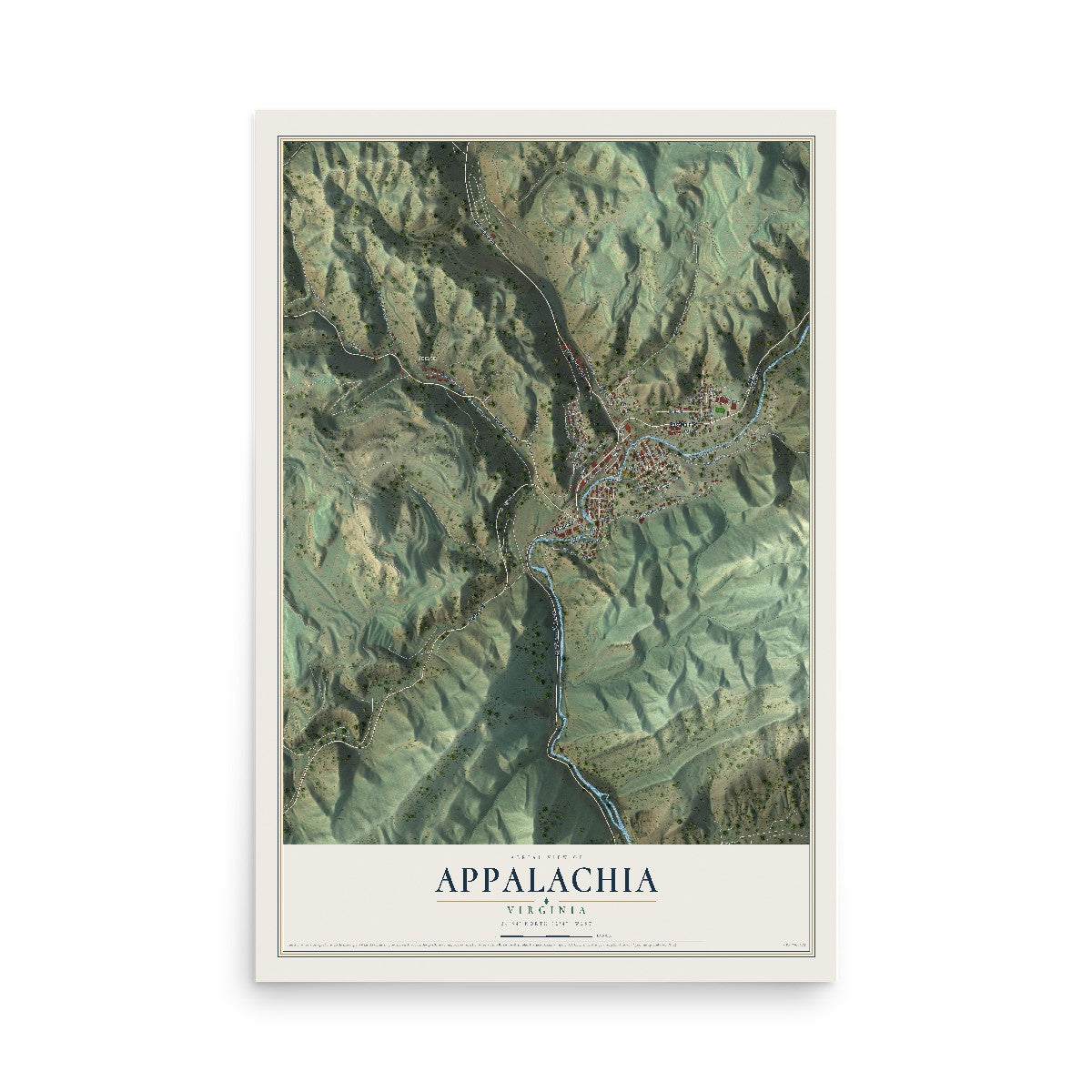 Map of Appalachia, Virginia, 12 x 18 inch unframed archival matte print