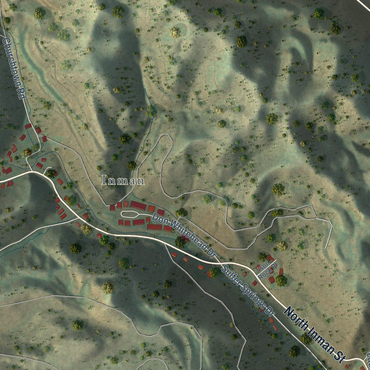 Second close-up of the map of Appalachia, Virginia print showing more streets and buildings
