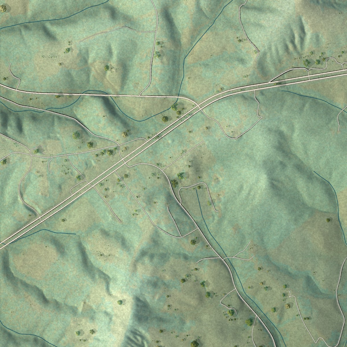 Close-up of the map of Arrington, Virginia print showing street and building detail