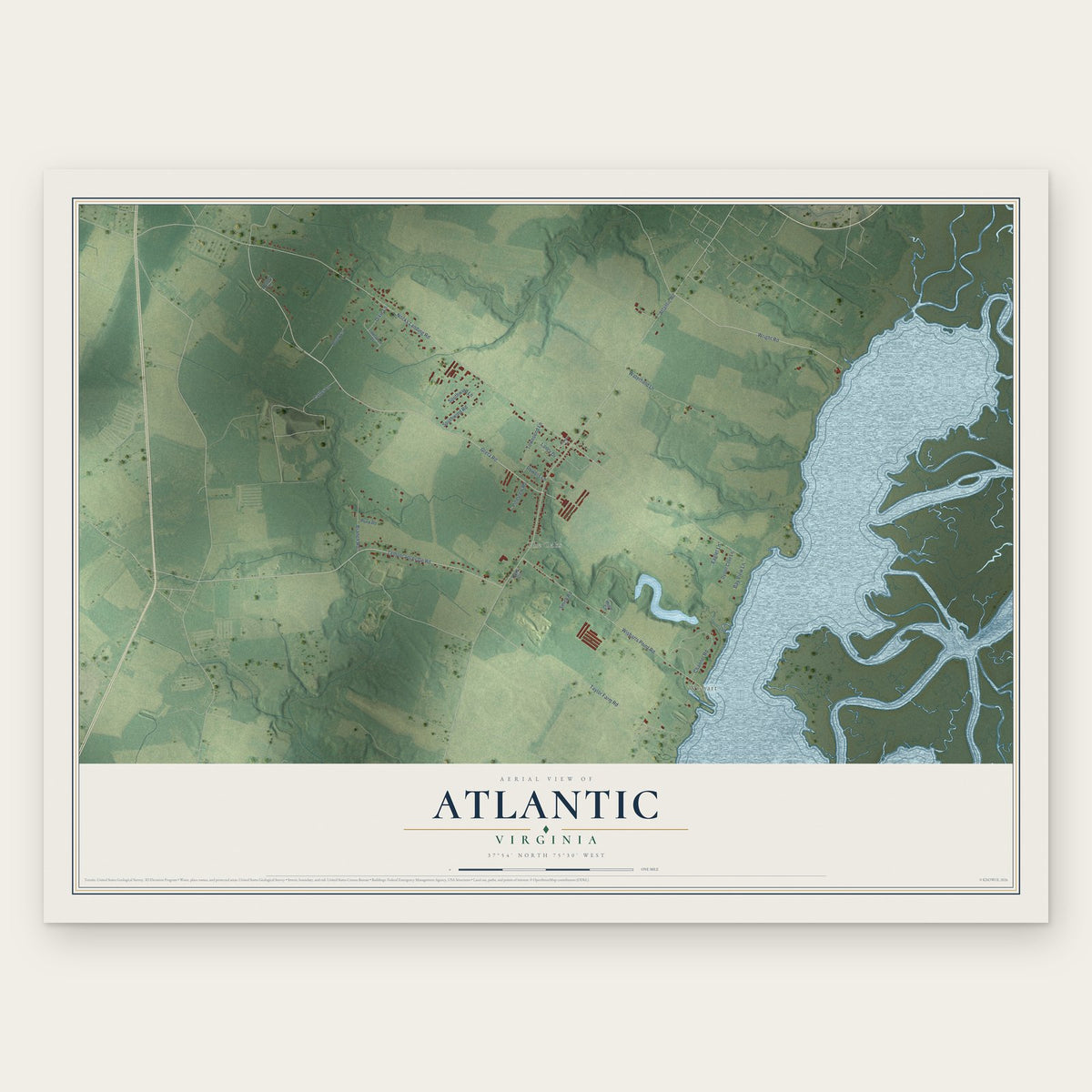Atlantic, Virginia map print, the full design