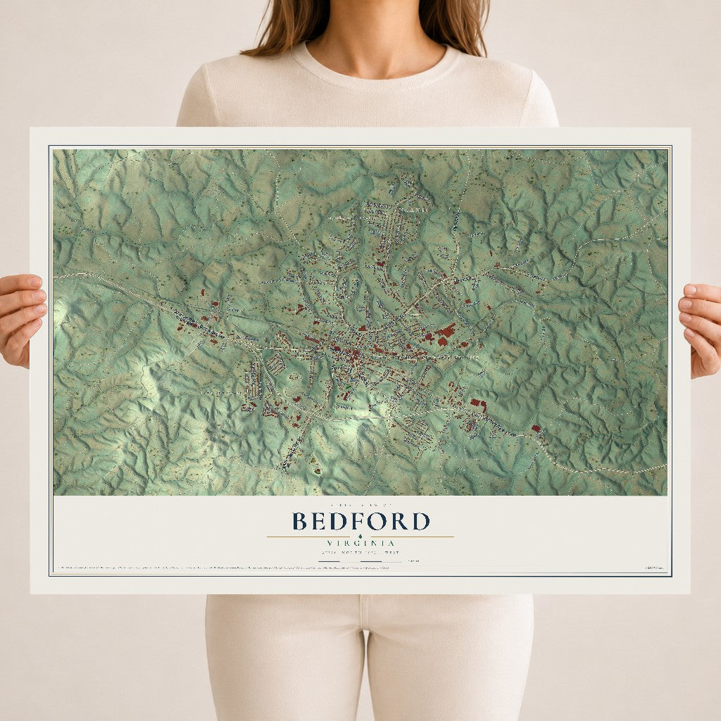 Map of Bedford, Virginia, 18 x 24 inch unframed archival matte print