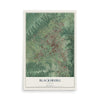 Map of Blacksburg, Virginia, 12 x 18 inch unframed archival matte print