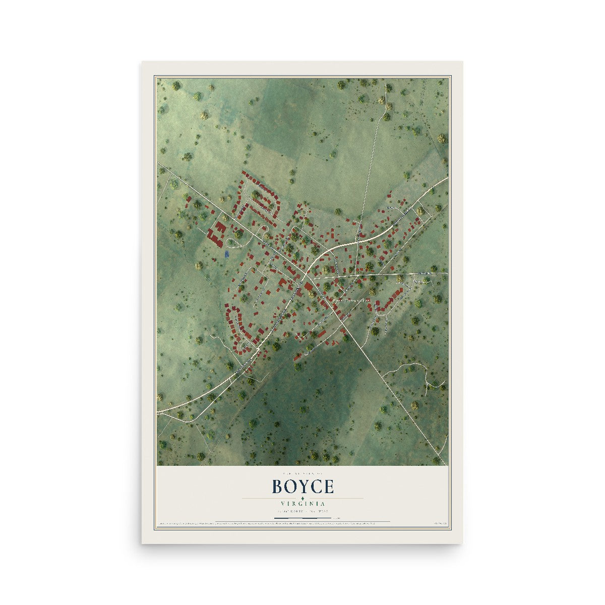 Map of Boyce, Virginia, 12 x 18 inch unframed archival matte print