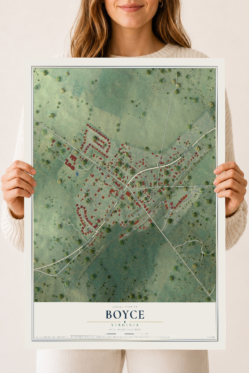 Map of Boyce, Virginia, 18 x 24 inch unframed archival matte print