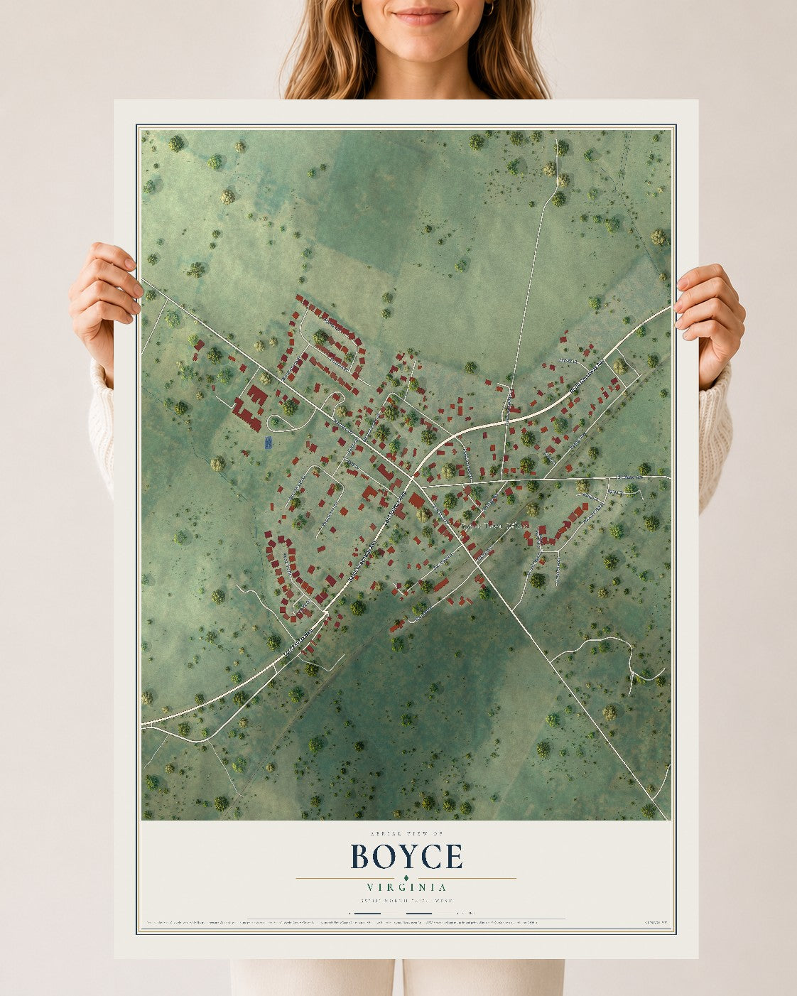 Map of Boyce, Virginia, 24 x 36 inch unframed archival matte print