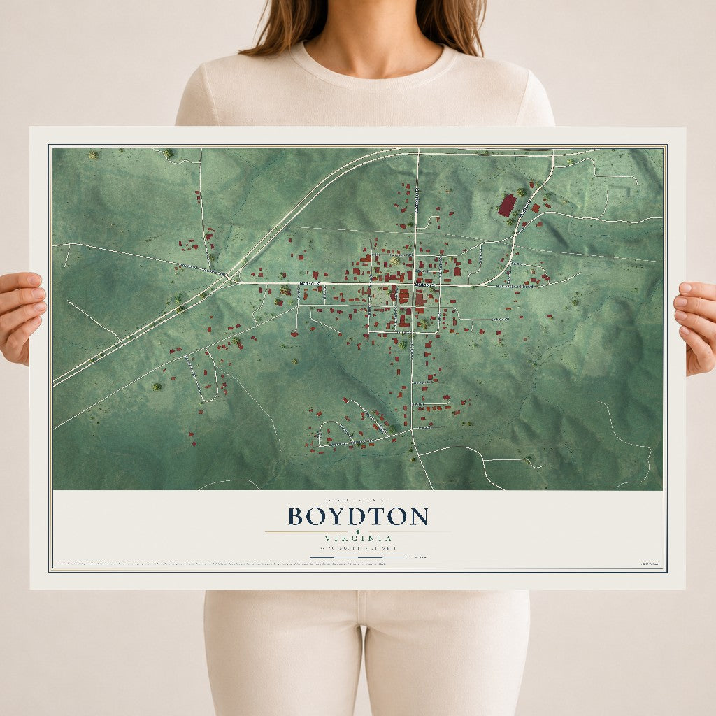 Map of Boydton, Virginia, 18 x 24 inch unframed archival matte print