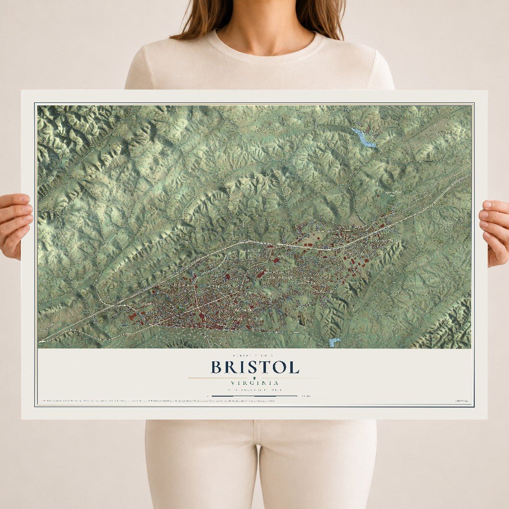 Map of Bristol, Virginia, 18 x 24 inch unframed archival matte print