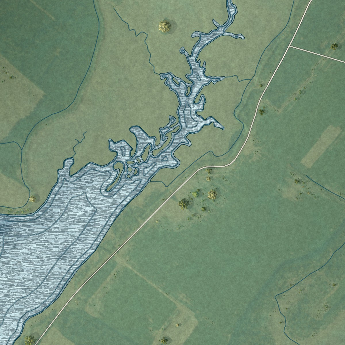 Close-up of the map of Cats Bridge, Virginia print showing street and building detail