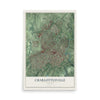 Map of Charlottesville, Virginia, 12 x 18 inch unframed archival matte print