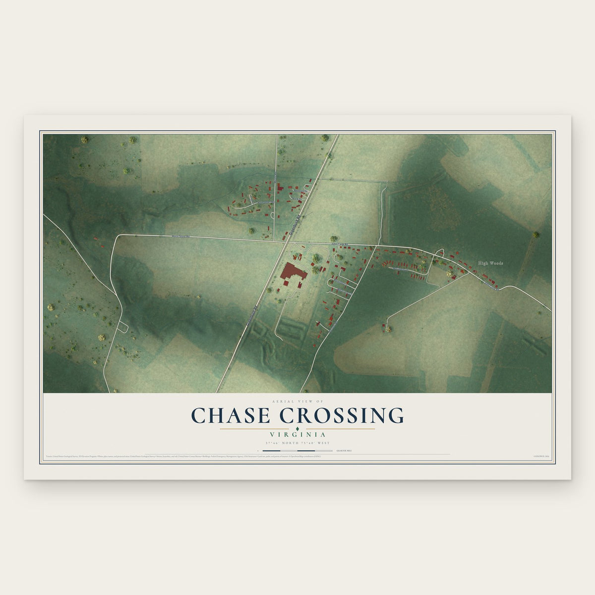 Chase Crossing, Virginia map print, the full design