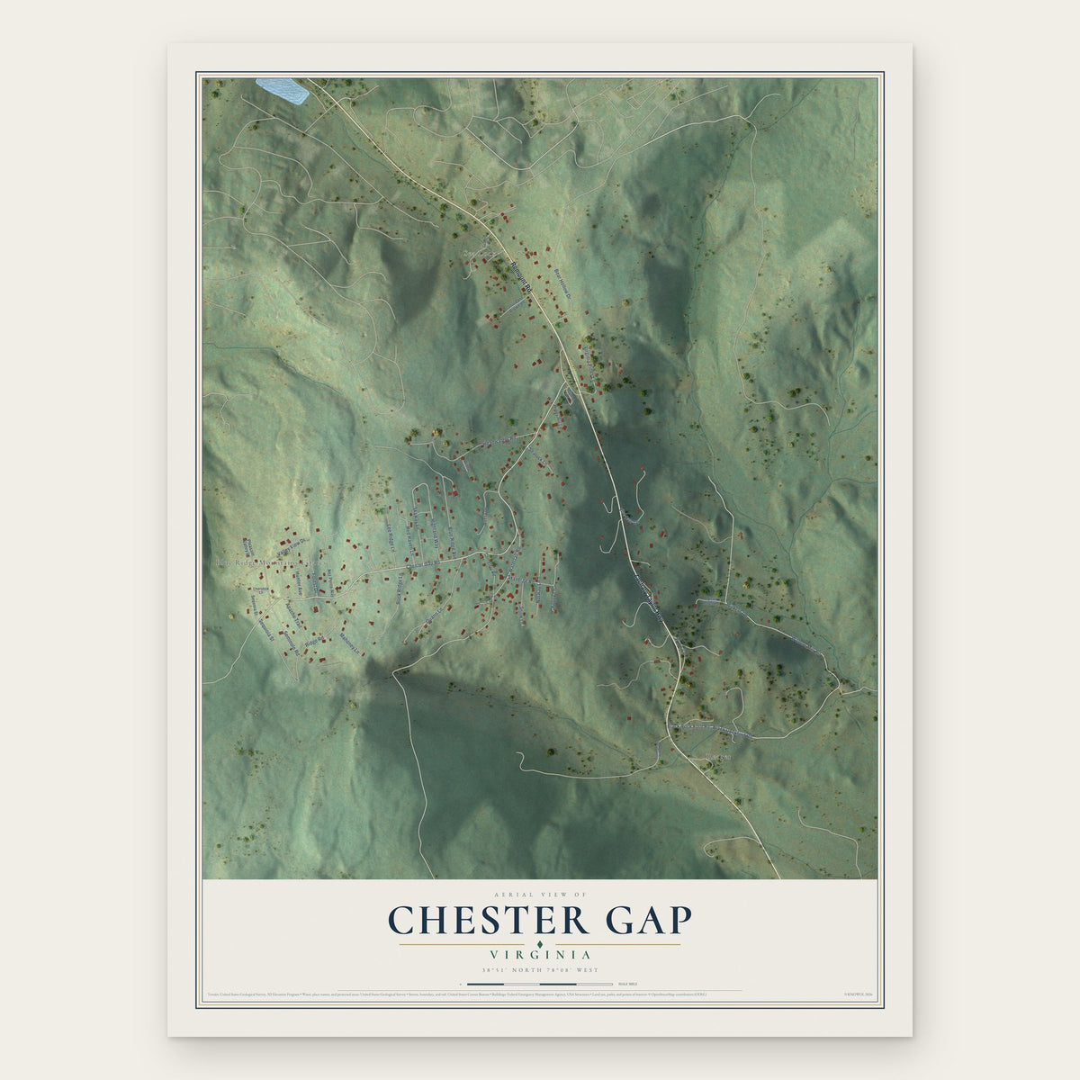 Chester Gap, Virginia map print, the full design