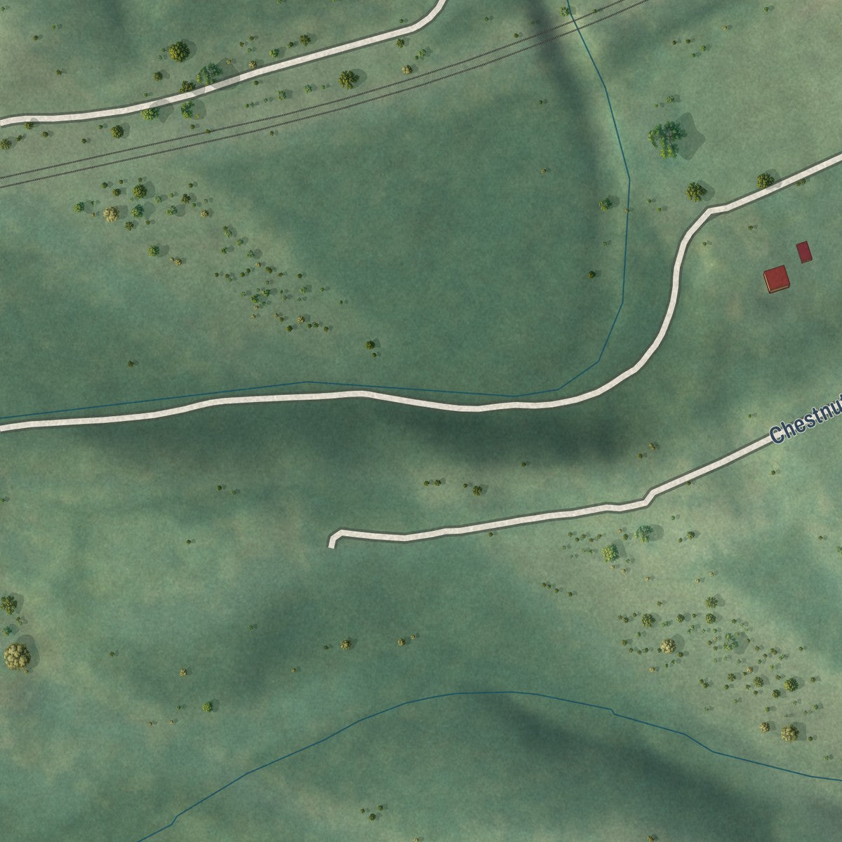Second close-up of the map of Clifton, Virginia print showing more streets and buildings