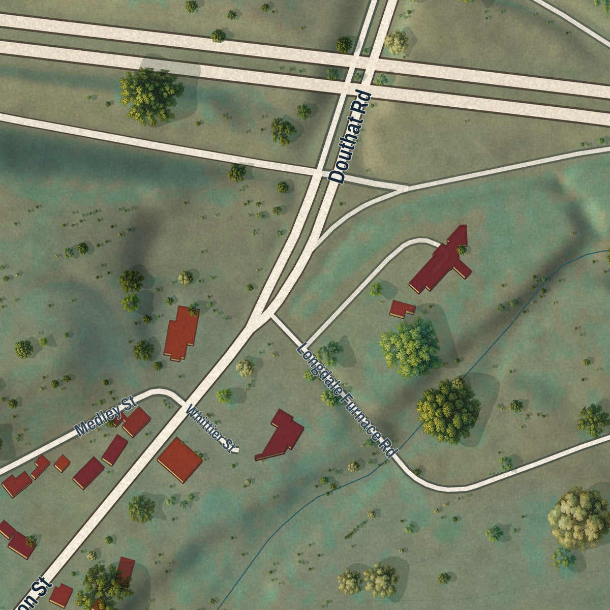 Close-up of the map of Cliftondale Park, Virginia print showing street and building detail