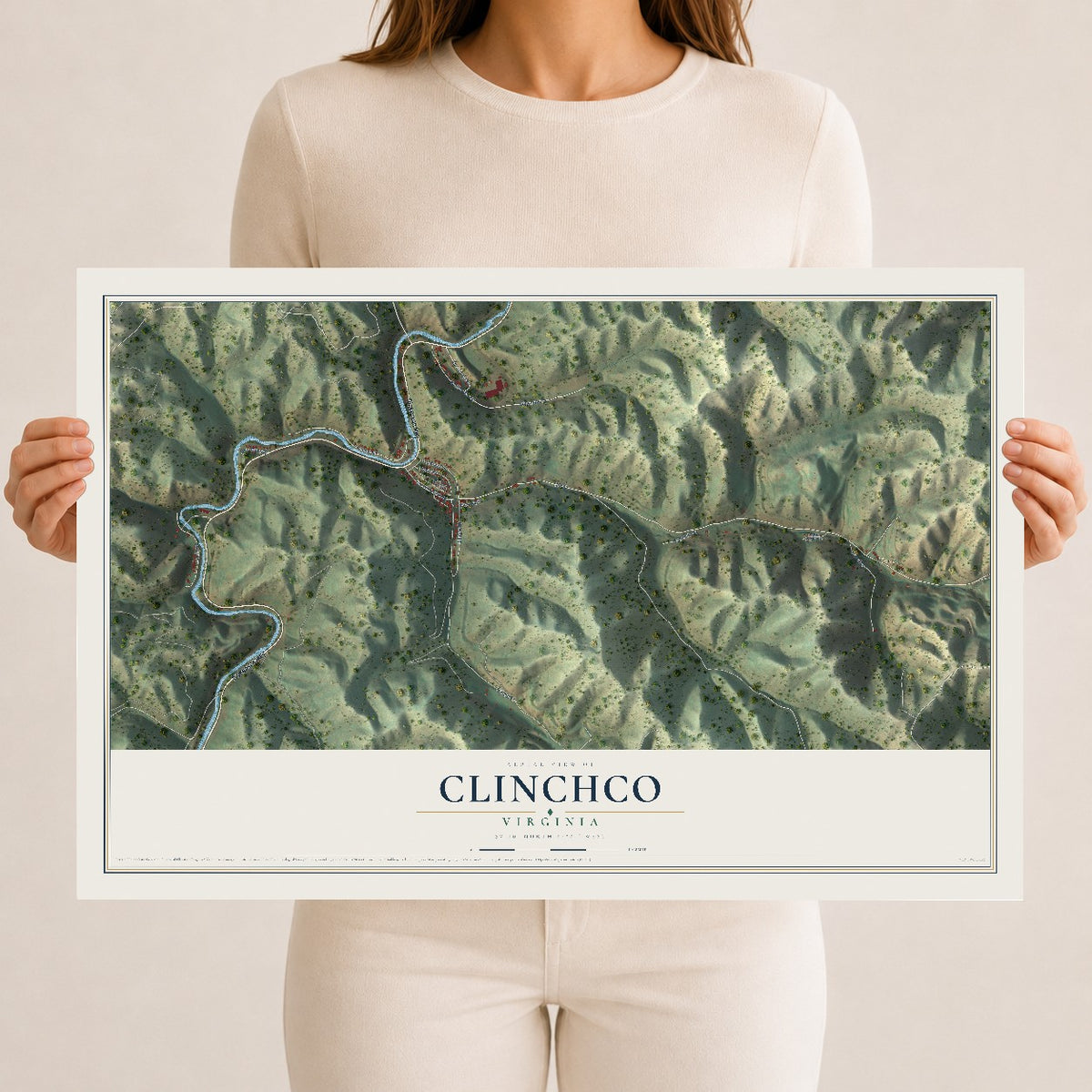 Map of Clinchco, Virginia, 12 x 18 inch unframed archival matte print