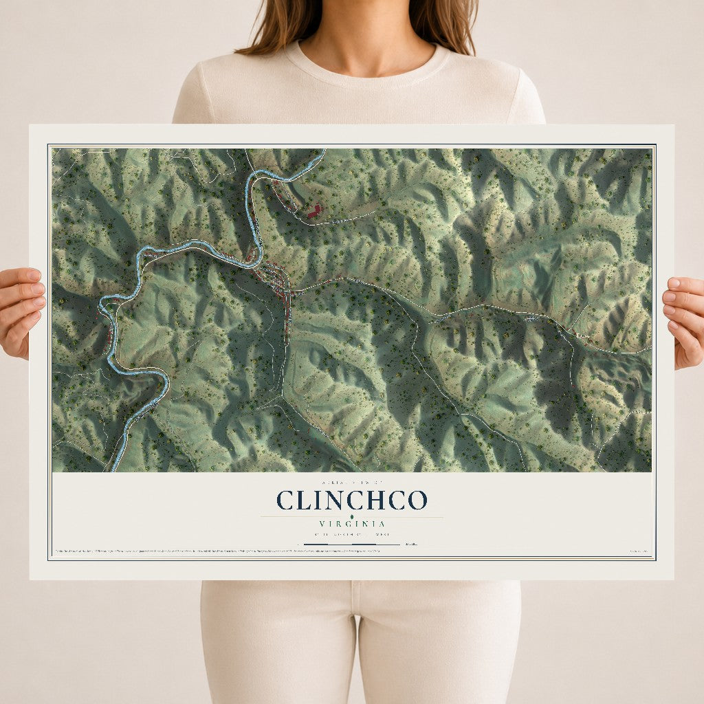 Map of Clinchco, Virginia, 18 x 24 inch unframed archival matte print