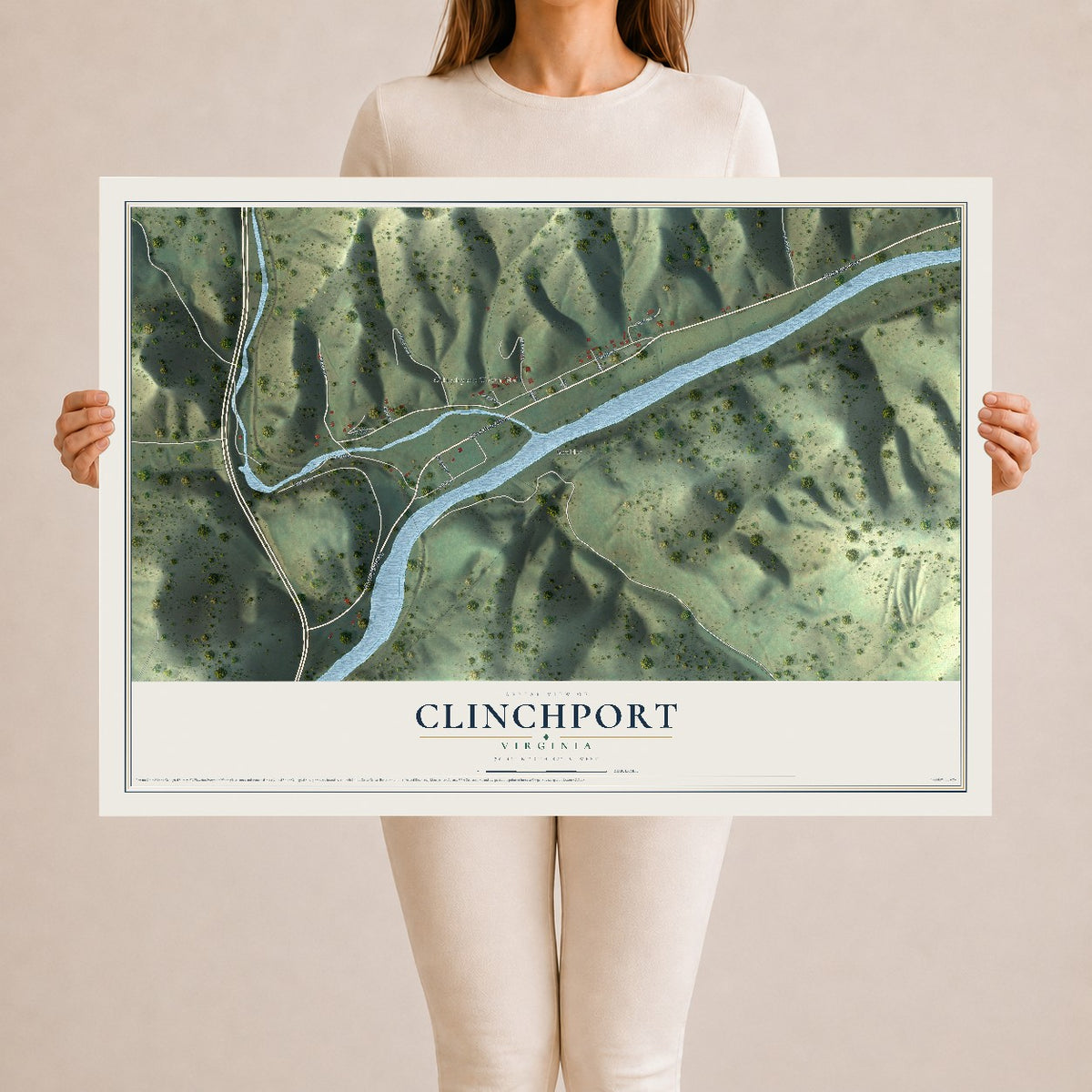 Map of Clinchport, Virginia, 24 x 36 inch unframed archival matte print
