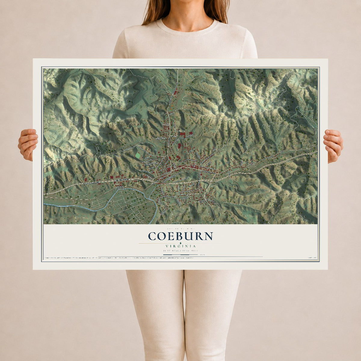 Map of Coeburn, Virginia, 24 x 36 inch unframed archival matte print