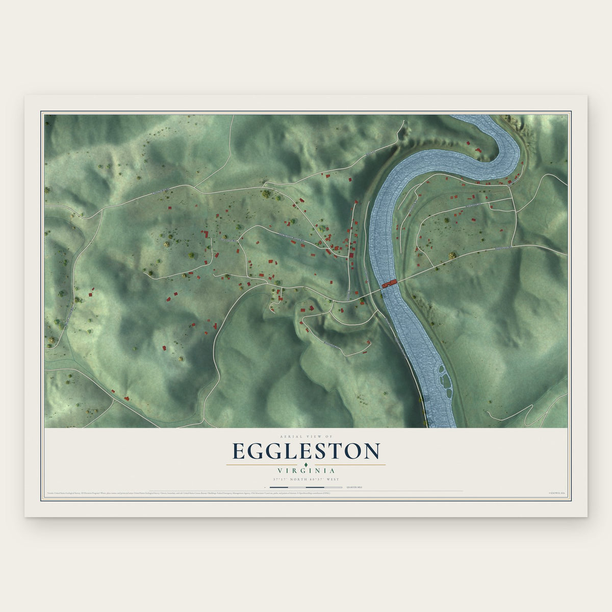 Eggleston, Virginia map print, the full design