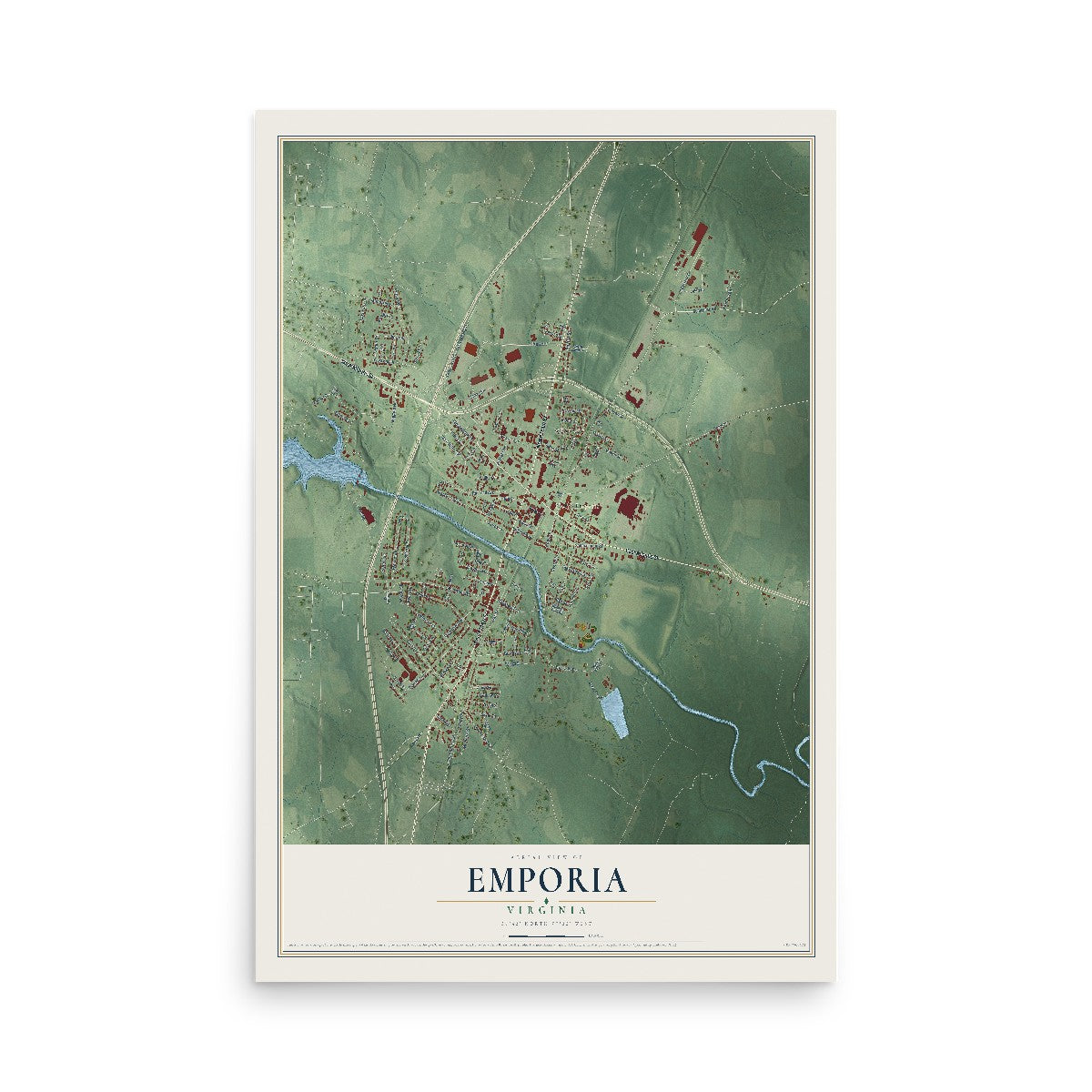 Map of Emporia, Virginia, 12 x 18 inch unframed archival matte print