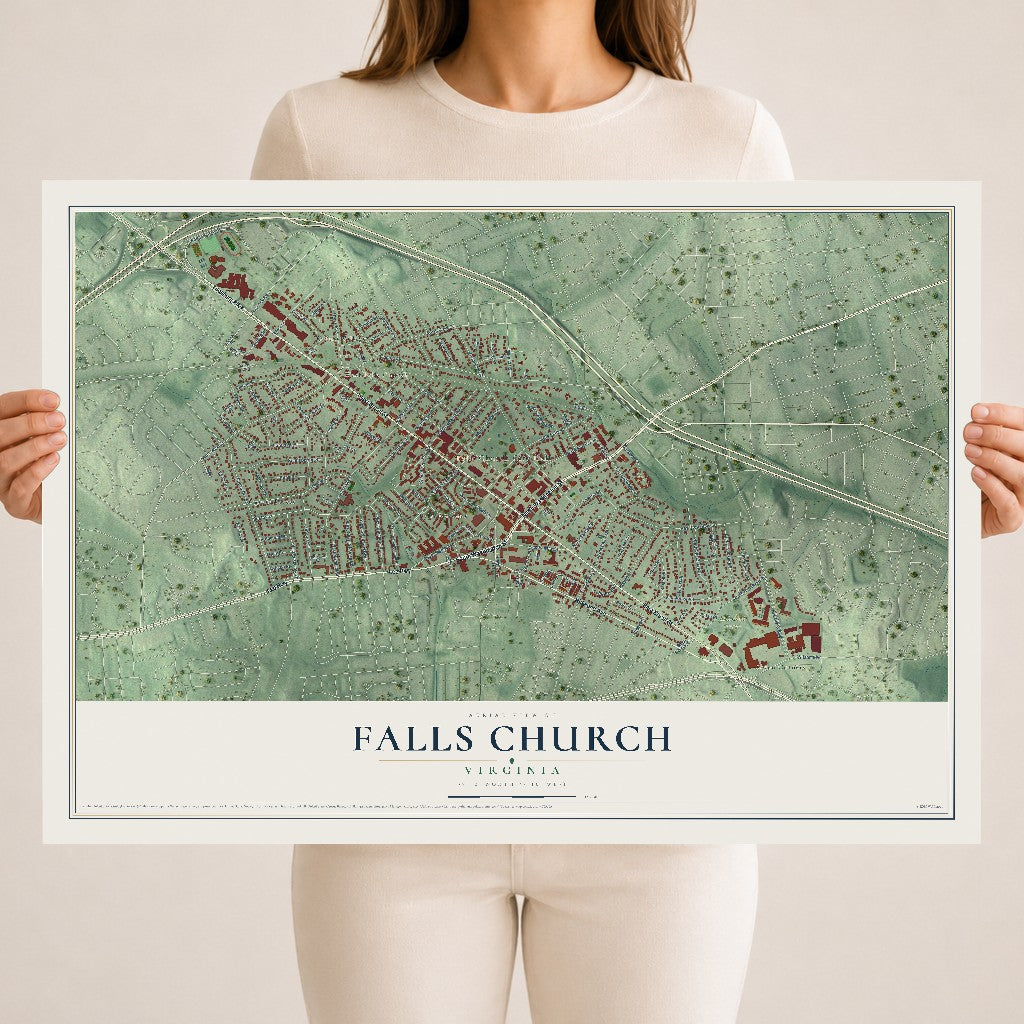 Map of Falls Church, Virginia, 18 x 24 inch unframed archival matte print