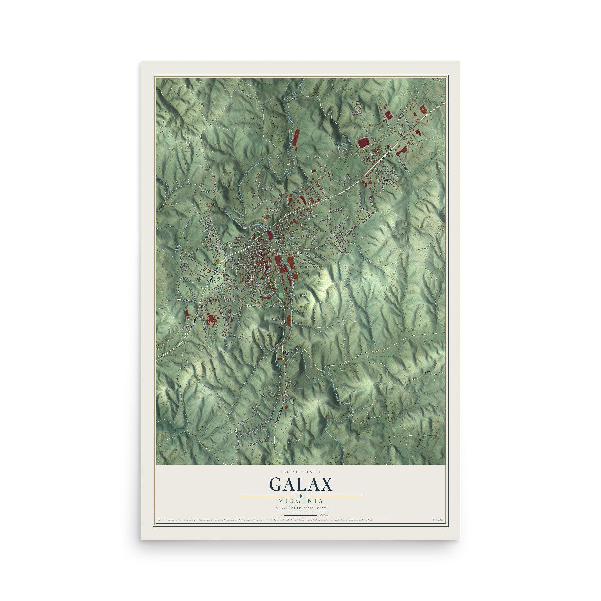 Map of Galax, Virginia, 12 x 18 inch unframed archival matte print