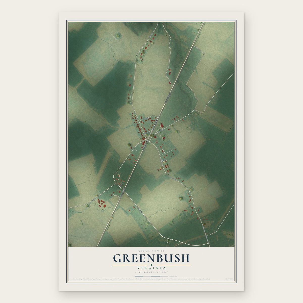 Greenbush, Virginia map print, the full design