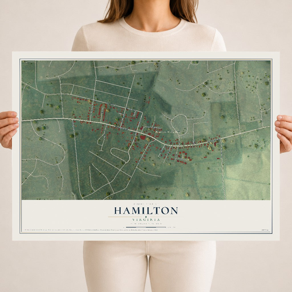 Map of Hamilton, Virginia, 18 x 24 inch unframed archival matte print