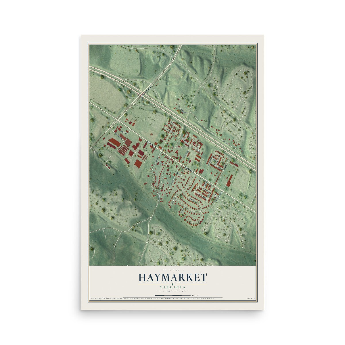 Map of Haymarket, Virginia, 12 x 18 inch unframed archival matte print