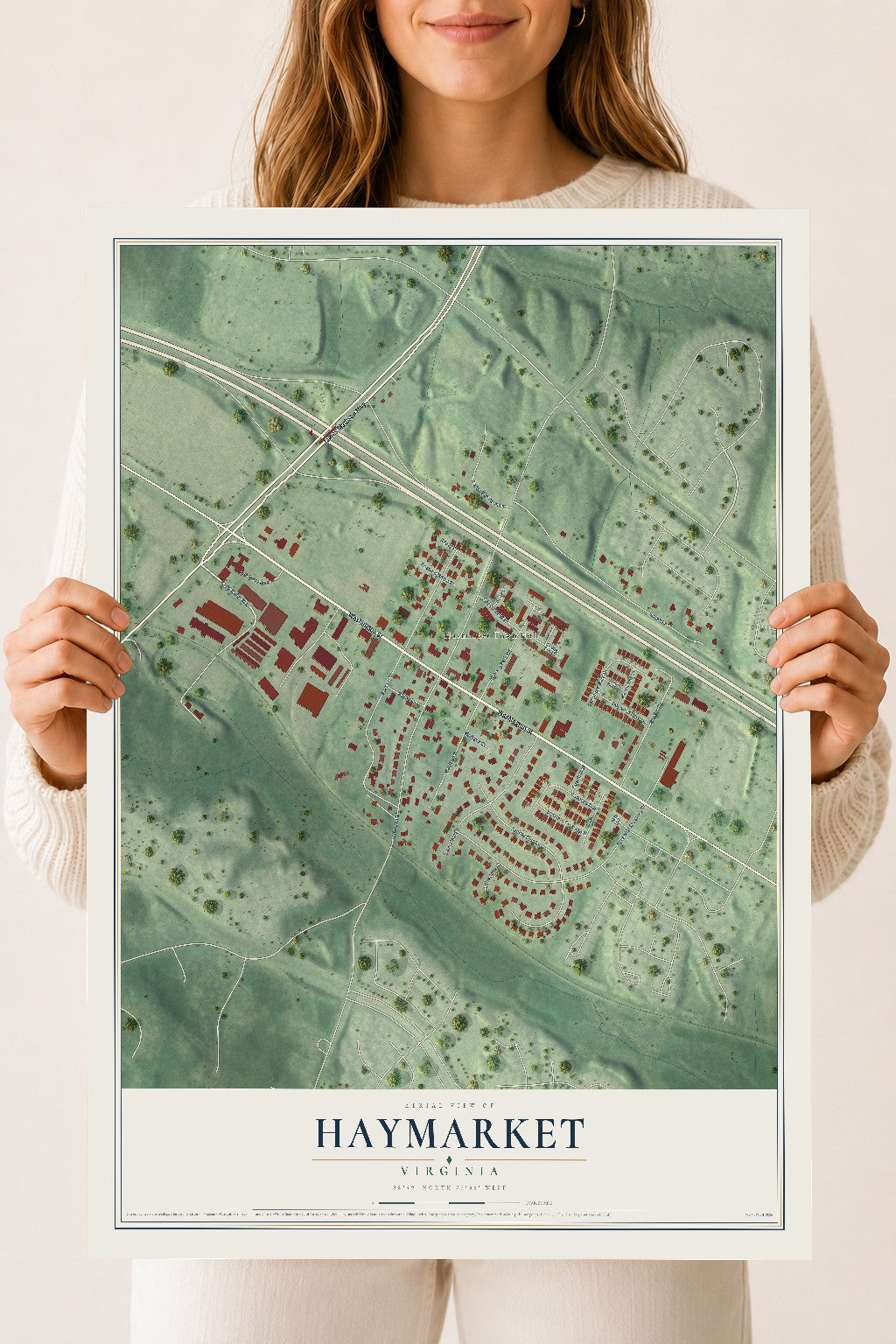 Map of Haymarket, Virginia, 18 x 24 inch unframed archival matte print