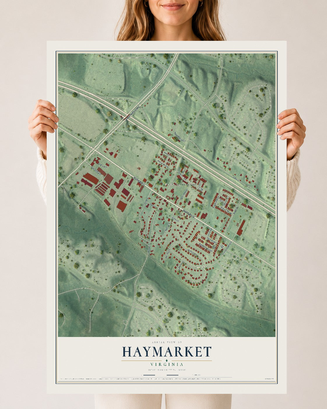 Map of Haymarket, Virginia, 24 x 36 inch unframed archival matte print