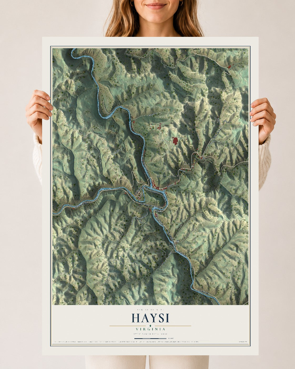 Map of Haysi, Virginia, 24 x 36 inch unframed archival matte print