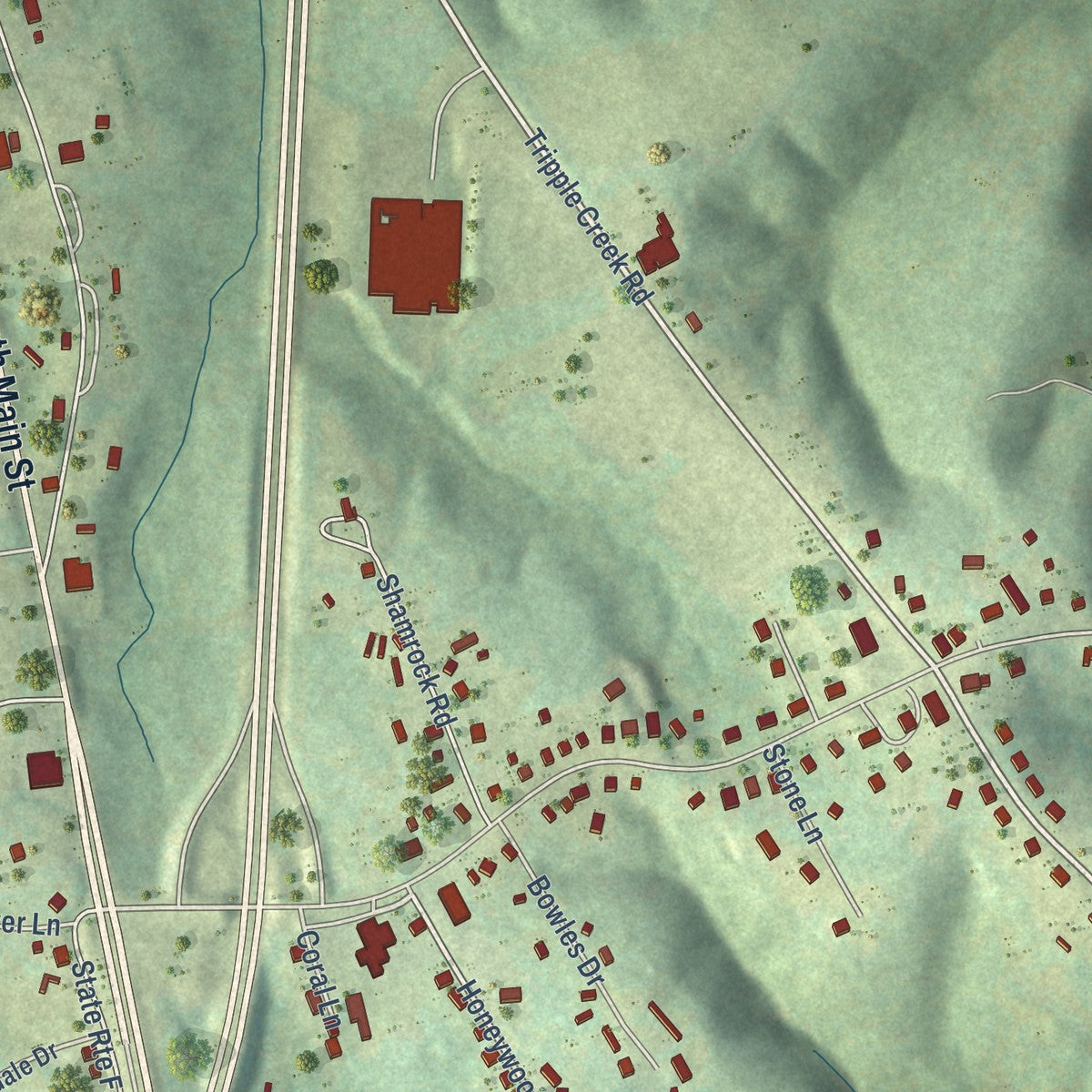 Close-up of the map of Henry Fork, Virginia print showing street and building detail