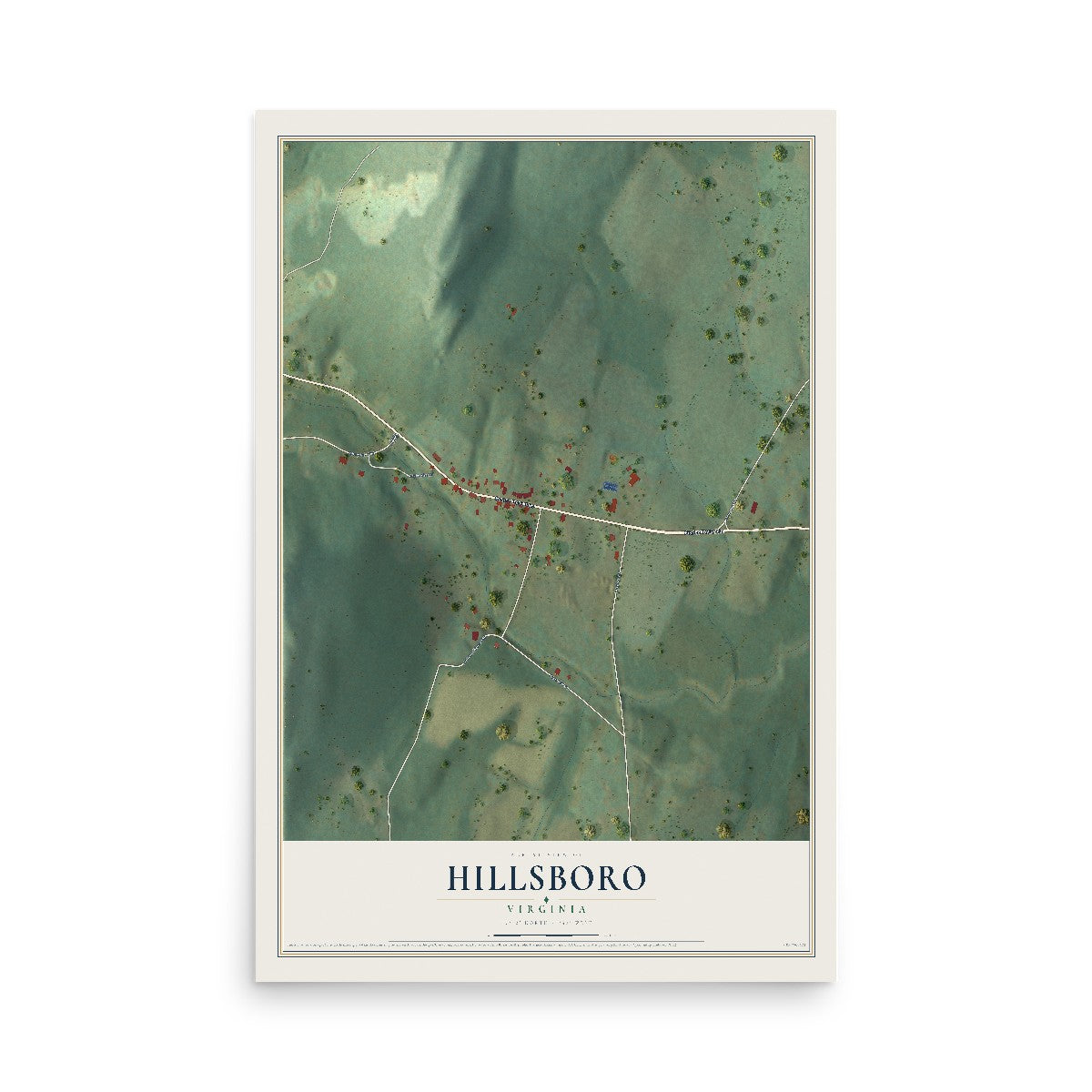 Map of Hillsboro, Virginia, 12 x 18 inch unframed archival matte print