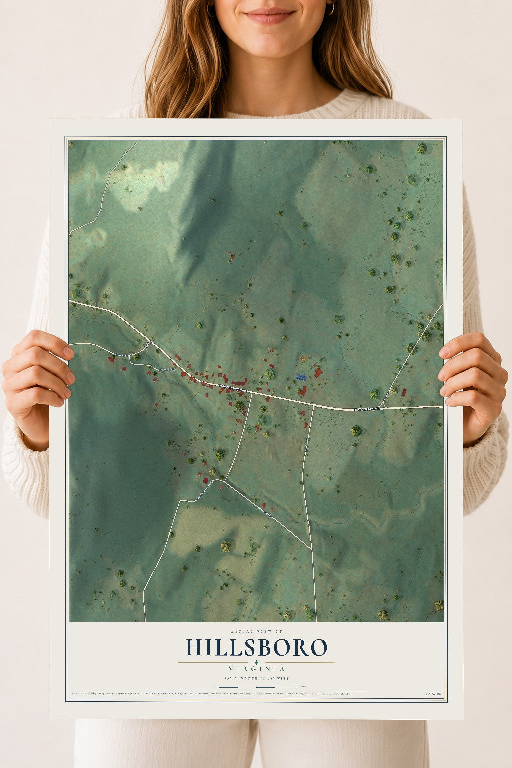 Map of Hillsboro, Virginia, 18 x 24 inch unframed archival matte print