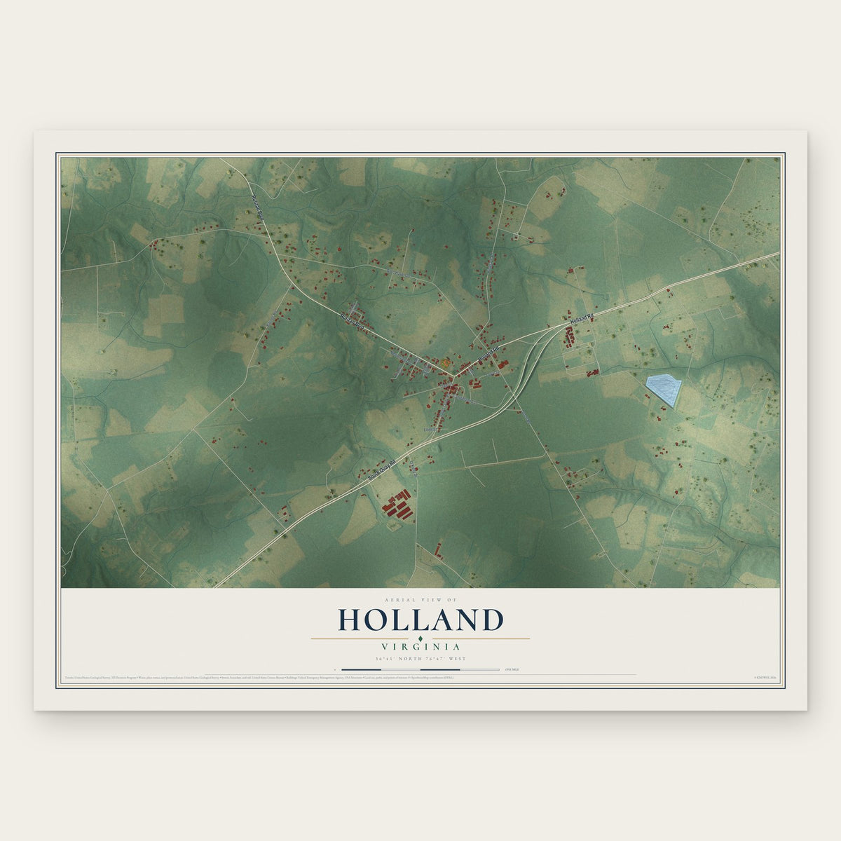 Holland, Virginia map print, the full design