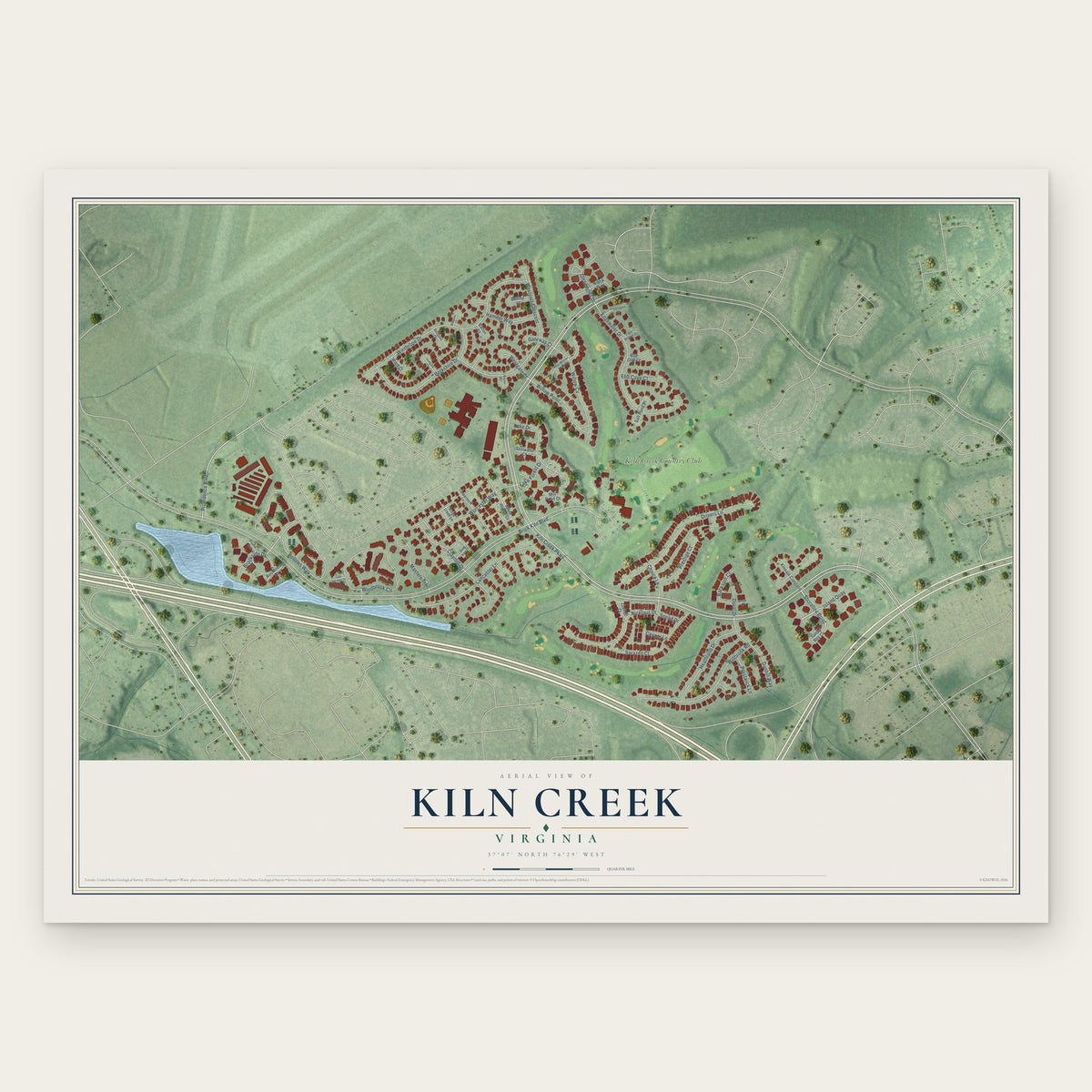 Kiln Creek, Virginia map print, the full design