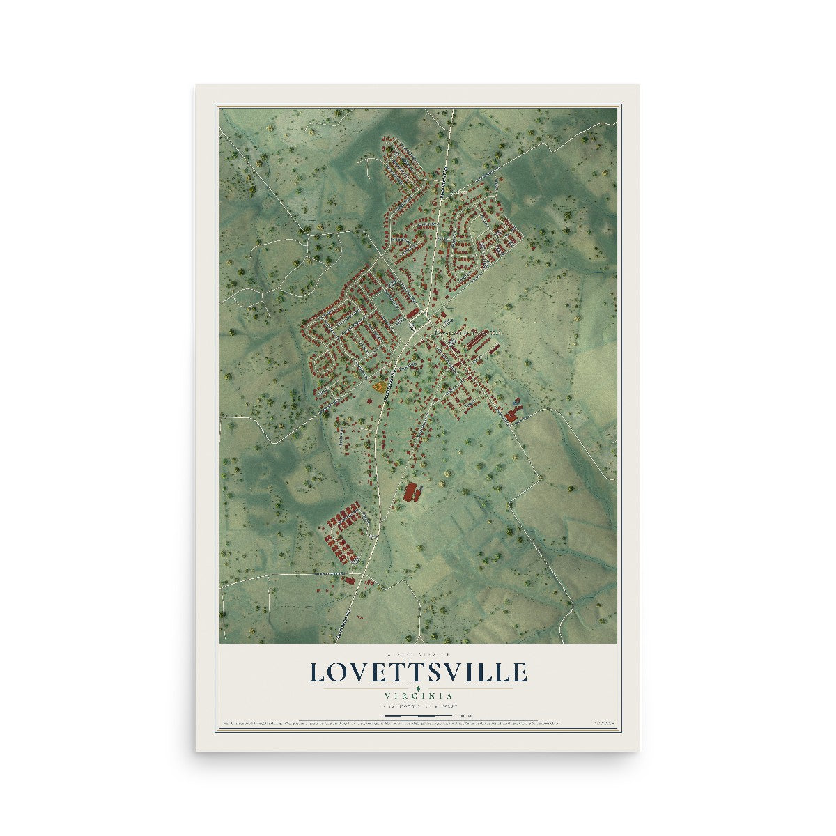 Map of Lovettsville, Virginia, 12 x 18 inch unframed archival matte print