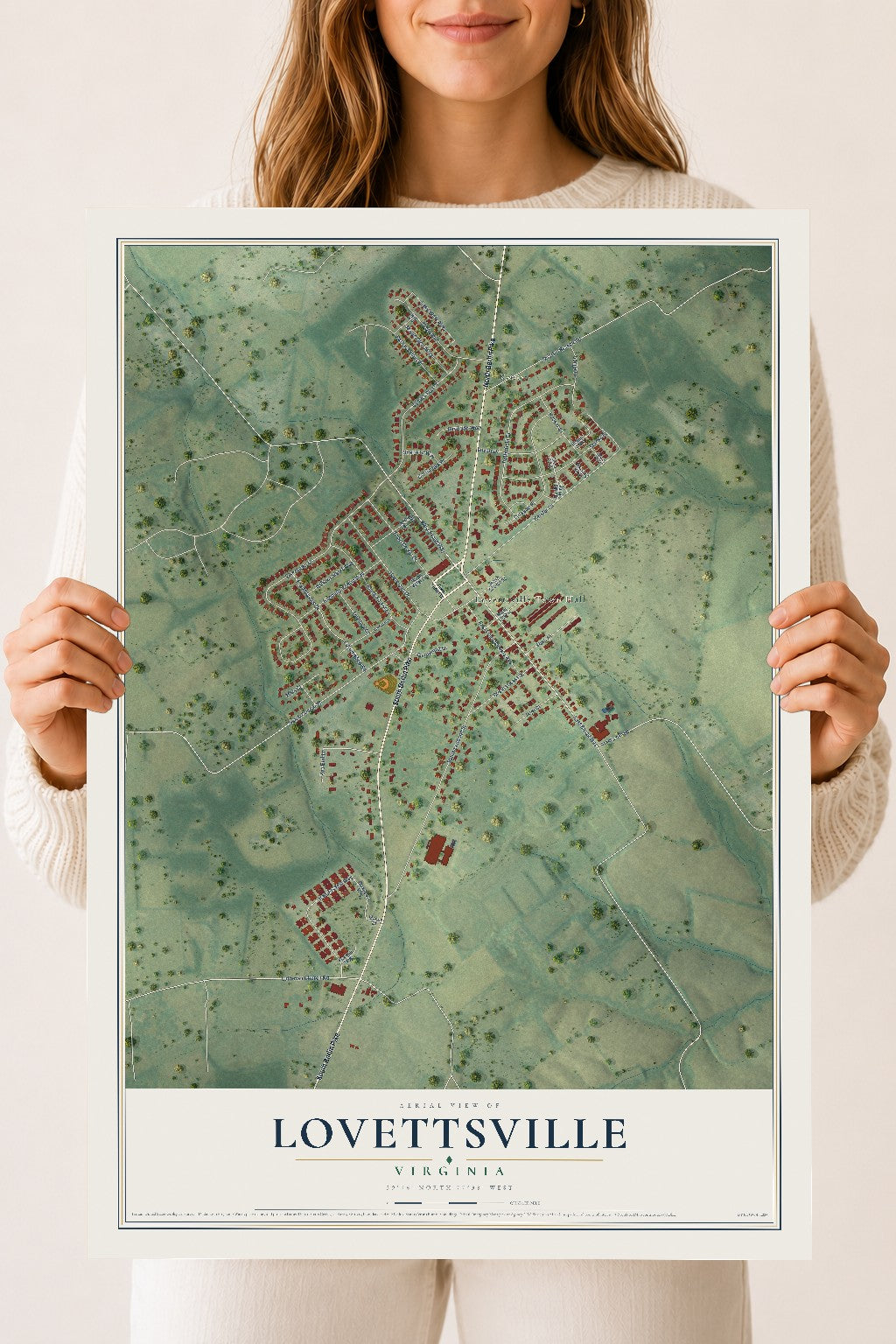 Map of Lovettsville, Virginia, 18 x 24 inch unframed archival matte print