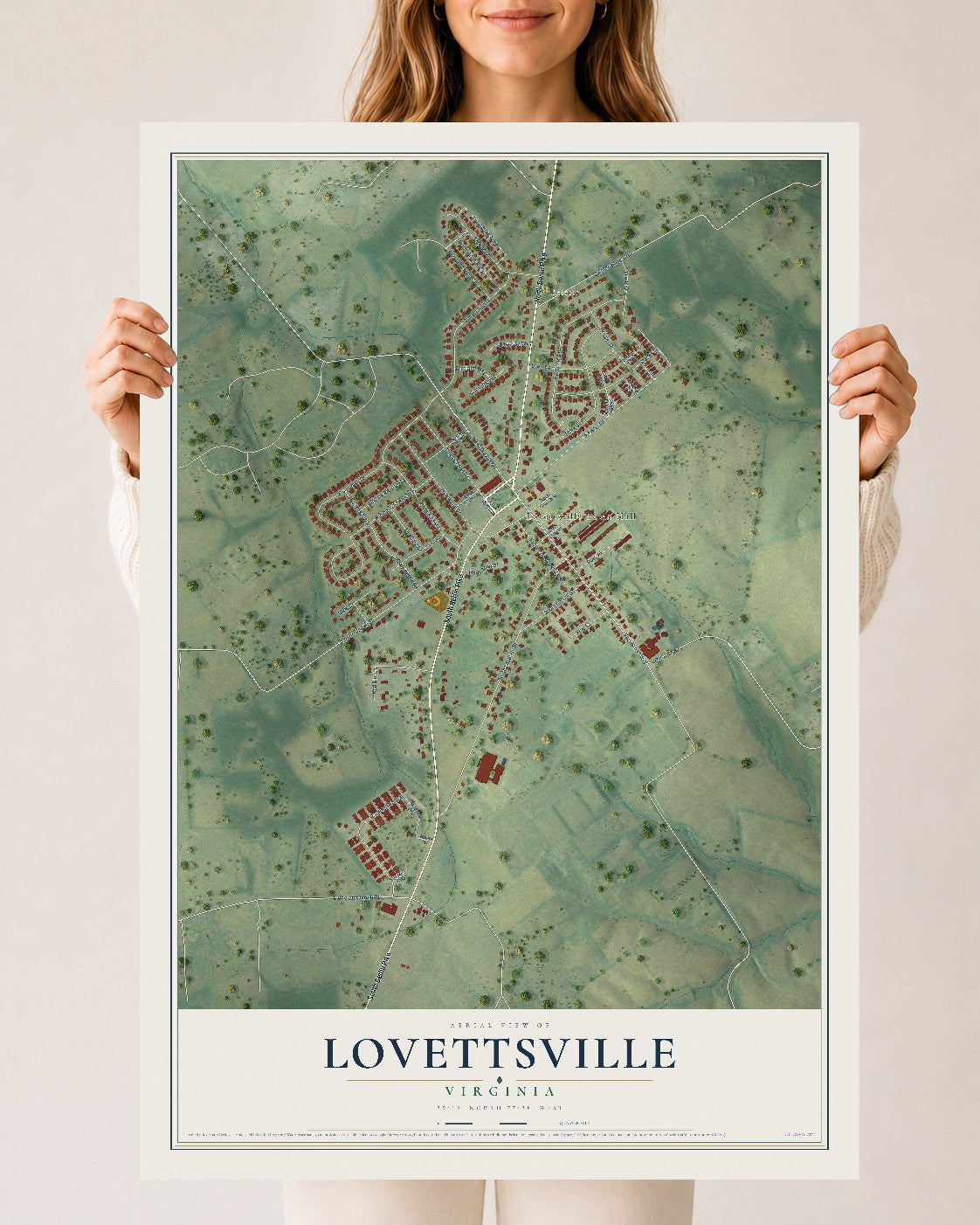 Map of Lovettsville, Virginia, 24 x 36 inch unframed archival matte print