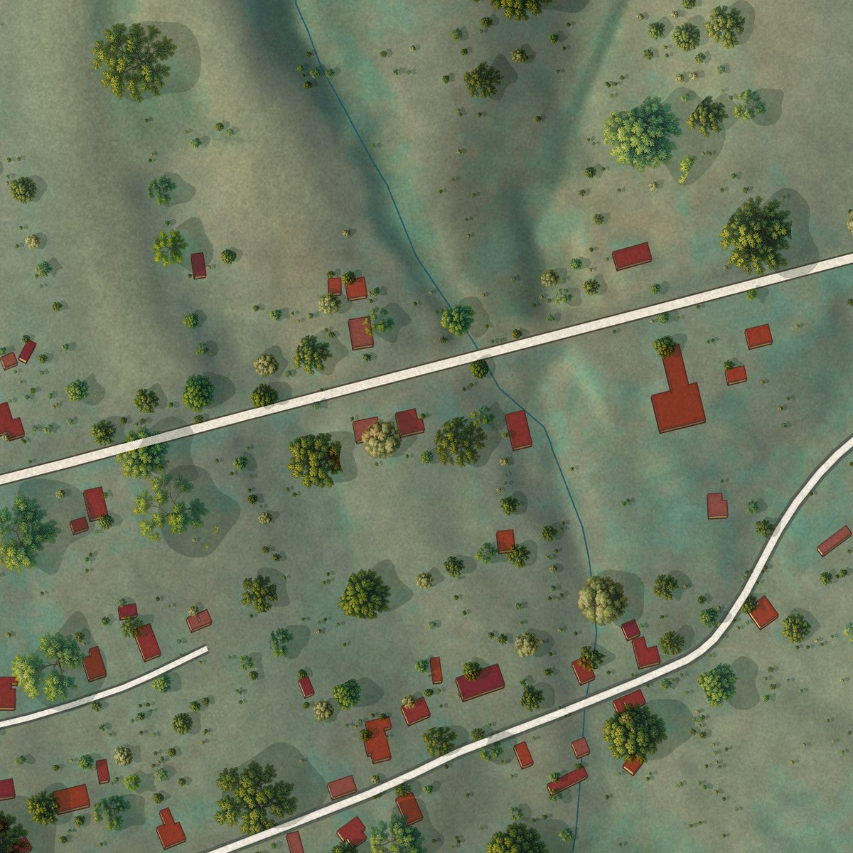 Close-up of the map of Mechanicsburg, Virginia print showing street and building detail