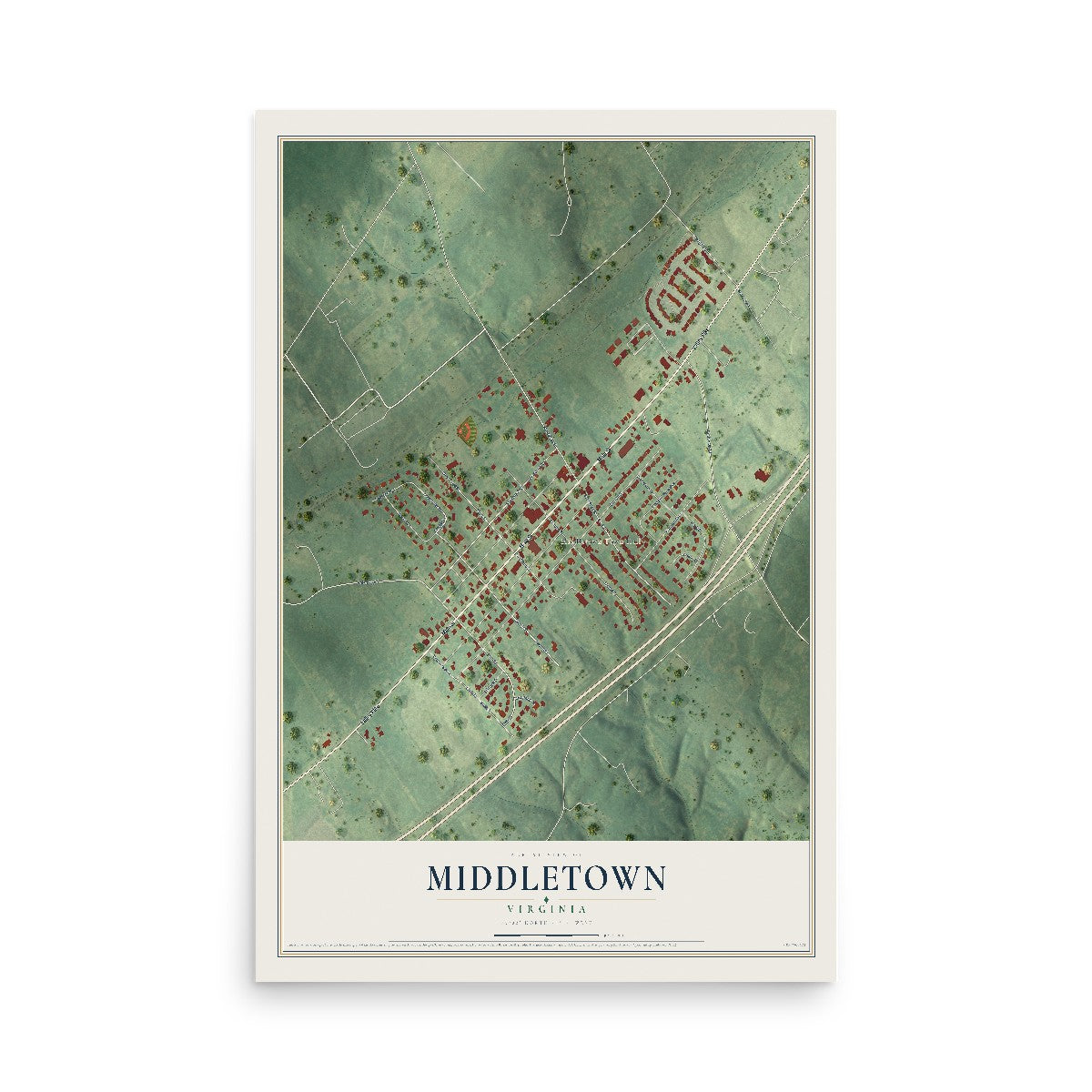 Map of Middletown, Virginia, 12 x 18 inch unframed archival matte print