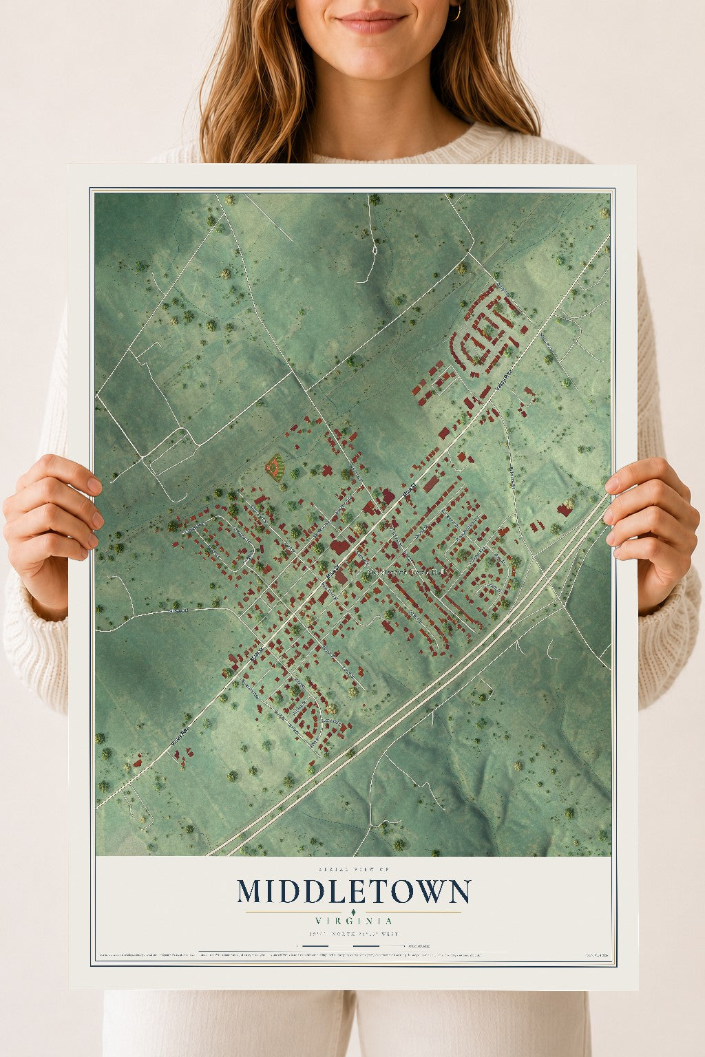 Map of Middletown, Virginia, 18 x 24 inch unframed archival matte print