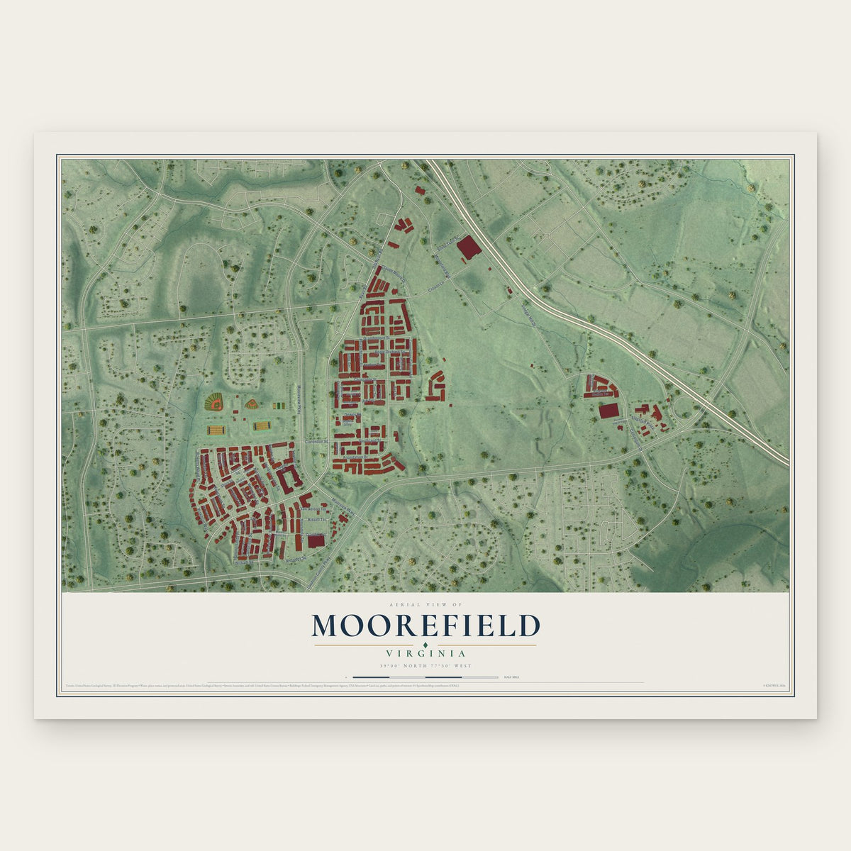 Moorefield, Virginia map print, the full design