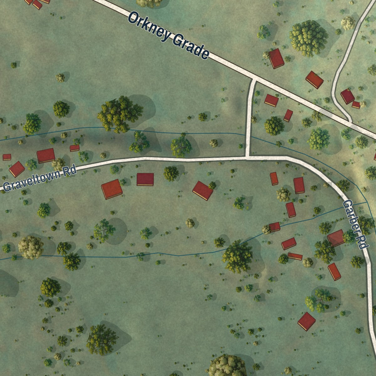 Close-up of the map of Mount Clifton, Virginia print showing street and building detail