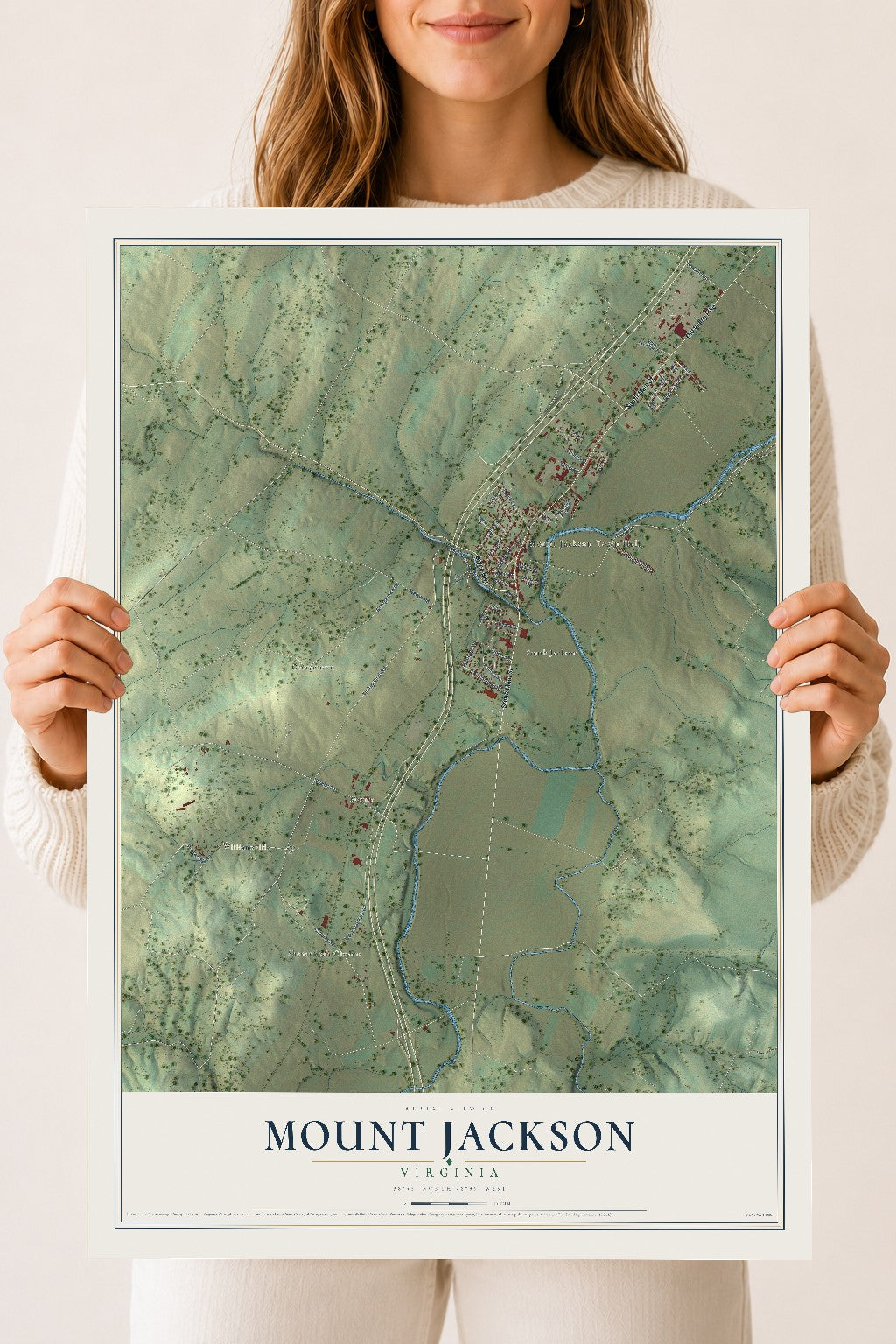 Map of Mount Jackson, Virginia, 18 x 24 inch unframed archival matte print