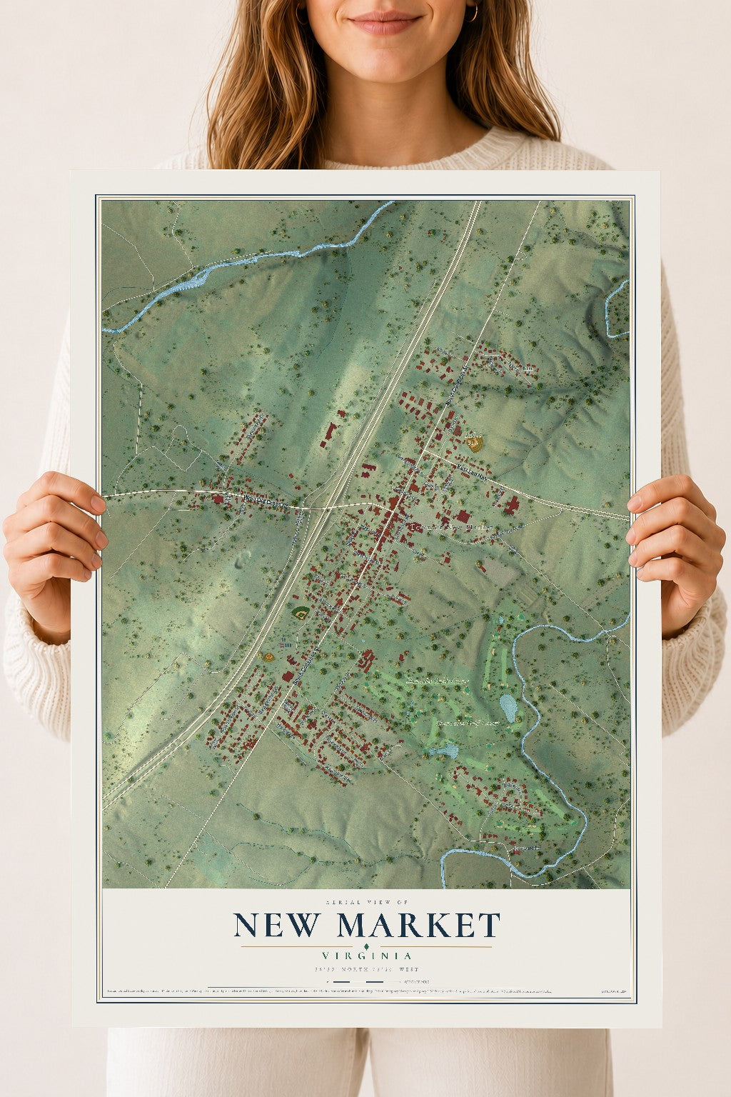 Map of New Market, Virginia, 18 x 24 inch unframed archival matte print