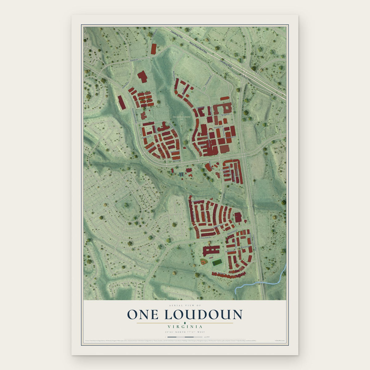 One Loudoun, Virginia map print, the full design